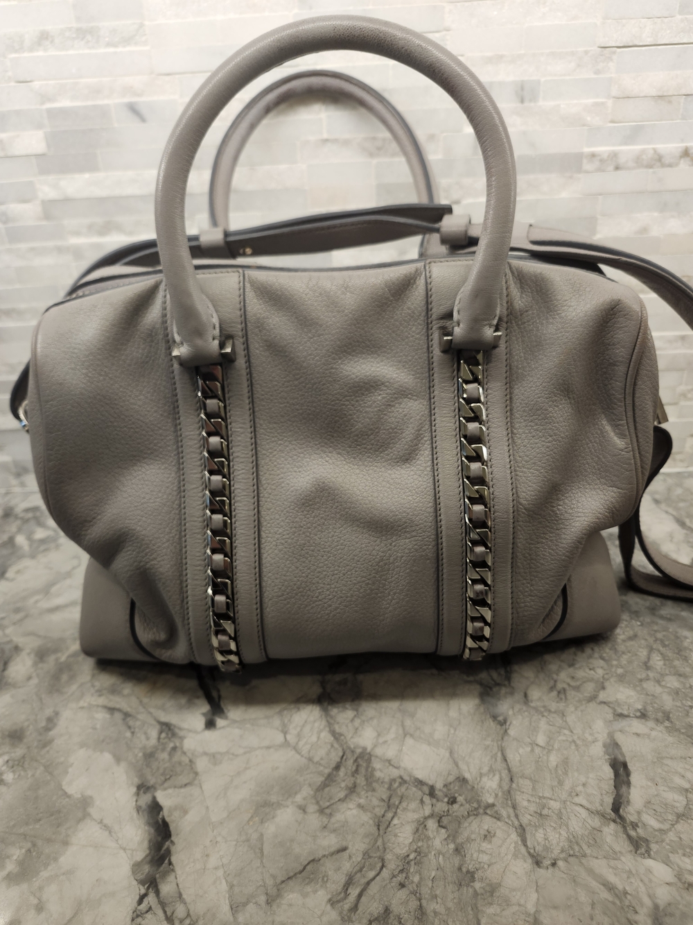 Givenchy Medium Pandora Pure Flap Bag Taupe Grey Leather Authentic - Picture 4 of 16